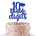 Festiko 10 Double DigIts Cake Topper, Happy 10th Birthday Cake Decoration, 10th Birthday Decorations Blue