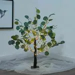 GLOWSERIES 28'' Lighted Tabletop Eucalyptus Tree, 90 LED Battery Operated, Artificial Plant Bonsai Tree Lights for Home Spring Diwali, Christmas Party Decoration (Warm-White)