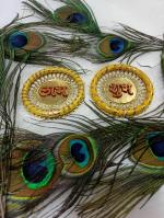 OQVIT Shubh Labh Sticker Round (1 Pair), Shubh Labh for Door Entrance, Shubh Labh for Main Door Decoration Items Wall Stickers Diwali Festival