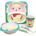 Funblast Multicolor Animal Bamboo Fiber Eco Friendly Kids Feeding Set 5 Pcs