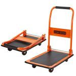 Black+Decker H303 Steel Platform Trolley with 80 kg Capacity, Portable Foldable Multi-functional Dolly Push Cart with 360 Degree Swivel Wheels and Soft Grip Handle, Orange Colour,(60 x 40 x 80.5 cm)