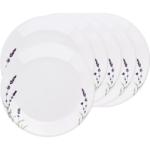CORELLE Pack of 6 Glass Asia Collection Lavender Garden 26 cm Dinner Plate Pack Of 6 Dinner Set (Multicolor, Microwave Safe)
