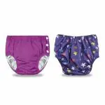 Chinmay Kids Combo of Baby Swim Diaper Waterproof Reusable Leakproof Adjustable Infant Pool Pant Boys Girls Swimsuit, Age Group - (4 months - 3 Years) | Purple Star Print