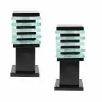 Mistico Gate Light for Home Gate Ice Cube Outdoor Lamp Stainless Steel Body Pillar Main Door Lights (Black & Silver, 10 inch x 4.5 inch,2 Pcs)