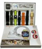 SARSA Premium 2 inch Display Smart Watch 9 Max+Airpods Pro/Seven Straps/Wireless Charger Smartwatch BT Calling Sports,Mode Fitness (Gold, Multicolor Strap)(10 in 1 Set) Incomplete