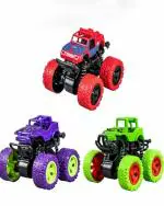 Toys R Joys 4x4 Mini Monster Truck Car | 360 Degree Drift Stunt Car | Push & Go Forward | Off-Road Toy Car | Pack of 3 | (Multicolor) (Medium)