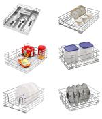 LeAves Stainless Steel Silver Modular Kitchen Cabinet (Pack Of 6)
