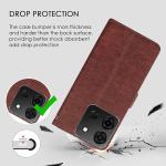 Casotec Premium Leather Kickstand Wallet Flip Case Cover with Magnetic Closure for Infinix Smart 7 4G - Brown