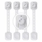 SPY KIDS Child Safety Locks Latches for Drawers Cupboard Cabinet Fridge Door Toilet Seat and Dustbin | Strong Adhesive 3M Tape | Pack of 4Pcs | White Color | 8.6 Inches