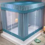 RIDSIO Bed Canopy Deluxe Double-Deck Bed Canopy, Encryption Mosquito Nets Protective All-Season Bed Curtain (6x6-Blue).