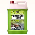 FLISKO Dishwash Liquid 5 Liter Green With Lime Fragrance, Leaves No Residue, Grease Cleaner For Utensils