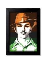 Blue Nexus Shahid Bhagat Singh Wall Poster with Wall Frame Room Art Painting Collection A4 size 10x13