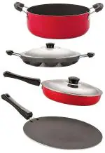 Nirlon 4 pcs of Red and Black Non-stick Aluminium Kitchen Cookware Set