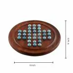 Shriji Crafts Arts Games Solitaire Board in Wood with Glass Marbles Brainvita Unique Game | Best Gift for Kids, Teens & Adults | Made in India - 9 inch (Brown)