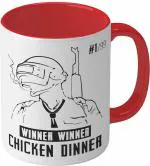 Shieldsmore Ceramic PUBG Fan Printed Coffee/Cup for Gift (White & Red) 325 ML Ceramic Coffee Mug (325 ml)
