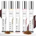 EM5 ALPHA Set of 5x12ml Perfume Spray for Men Wood Leather Tobacco Easy to Carry, Pocket Size