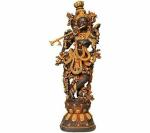 Idol Collections Multicolor Brass Shri Krishna Murti Statue Large, 30 Inch