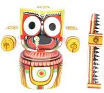 Real Craft Multicolor Wood Jagannath Religious Idol - 25 Cm