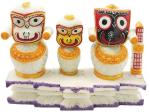 Real Craft Multicolor Ceramic Jagannath, Balaram And Subhadra Statueidol For Home Deocr