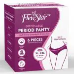 FLEWSTAR Period Panties-Menstrual Underwear- Disposable Period Panties, 0% Leaks, Sanitary Protection for Women & Girls,Maternity Delivery Pads, 360 Protection, Postpartum & Overnight Use, Heavy Flow-6 PC in 1 Pack [Size= XL-XXL (94-117 CM) (37-46 IN)]