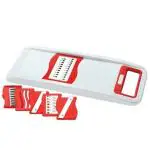 eGharonda 6 in 1 Premium Vegetable/Chips Chopper Cutter Grater Slicer Scraper Crusher with 6 Interchangeable Extra Sharp Stainless Steel Blades ABS Plastic Body Random Color, Multicolor, Regular