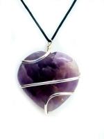 Astroghar Amethyst Crystal Purple Wire Wrapped Pendant For Men And Women