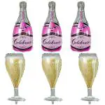 Festiko 6 Pcs Champagne Bottle Balloon Beer Bottle Champagne Bottle Wine Foil Balloons 42 Inch New Years Festival Celebrations Party Supplies Pink Champagne