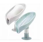 QINPIN Soap Holder Easy Clean with Self Draining Dish Bar Leaf Shaped and Suction Cup(Pack of 2)