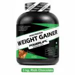 PowerLift Weight Gainer Protein Powder (3KG Chocolate) 390K Energy, 75G Carbs| High Protein & High Calorie Protein Powder for weight gain men and women use | Raw Whey from USA | With Digezyme