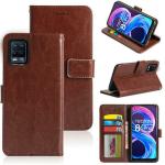 Tingtong PU Leather Flip Cover Wallet Case with TPU Silicone Back Cover Case Cover for Realme 8 Pro - Brown
