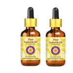 Deve Herbes Pure Coconut Oil (Cocos nucifera) with Glass Dropper Natural Therapeutic Grade Cold Pressed (Pack of Two) 100ml X 2