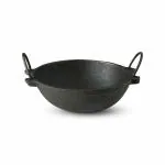 SEEMATIS KITCHEN Cast Iron Kadai (9.5 Inches) Loha | Kadhai | Induction Compatible | Non Stick Fry Pan | Kadai with Lid for Cooking | Black (Size - 2.2 LTR)