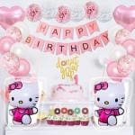 GROOVY DUDZ Hello Kitty Party Pink Happy Birthday Decoration Kit for Girls Combo Pack (Set 50pcs)