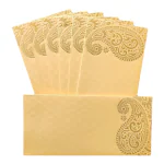 Alvika - Pack of 25 Matellic Cream Colourful Designer Shagun Lifafa/Money Gift Envelope with Golden Ambi for Gifting Money on Wedding, Birthday & Any Other Occasion