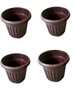 Audbhidhi Pots Goa Plastic Flower Pot for Home Decor Indoor/Outdoor,Plant Container,Gamla ( 10 inch,Dark Maroon Colour,Pack of 4)