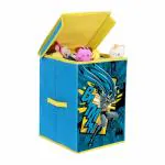 PrettyKrafts Batman Fabric Toys Organizer Storage Box with Top Lid, Big (Blue)