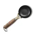 VALGHA VALAMUDAN AGRI ENGINEERING Iron Tadka Pan Thalippu Karandi with Wood Handle|Gas Compatible | Cookware, Frying Dal | Small and Handy | Naturally Non-Stick (4 Inches)