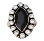 CHAITANYA EMPORIUM scintillating center black cutstone jadau silver ring