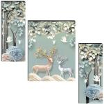 QDOM SET OF 3Hand Painting Landscape Scenery UV COATED DIGITAL REPRINT PAINTING asw29 Digital Reprint 13 inch x 19 inch Painting (Without Frame, Pack of 3)