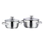 Vinod Stainless Steel Bremen Saucepot with Glass Lid- 2 Pcs (1Ltr & 1.5Ltr) Induction Friendly