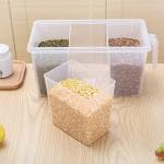 RUSHIL WERE Pack Of 1 Refrigerator Organizer Container Square Handle Food Storage Organizer Boxes - Clear with Lid, Handle and 3 Smaller Bins