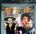 My Party Suppliers Party Decoration Halloween Hanging Pull String Flag Coin Paper Bunting Banner Paper Bunting Banner with Balloons