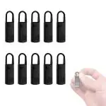 Hasthip 10Pcs Zipper Pulls Tabs Replacement, Detachable Metal Zipper Pull, Quick Release Black Zipper Puller Repair Kit For Jackets Jeans Boots Backpacks Suitcases Purses