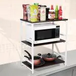 FORTUNE BLU 2 Shelf Stainless Steel Kitchen Microwave Shelf Organizer Toaster Oven Rack White Brown