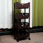 ADA 4 Layer Stackable Storage Bins Basket for Kitchen Fruit Vegetable, Office Utility Tools, Bathroom Bedroom Laundry Organizer Shelf with Wheels - Brown (45 x 30 x 118cm)