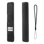 Caldipree Silicone Remote Cover Case Pouch Sleeve Compatible for TCL Smart LED TV Remote Cover with Loop (Black)