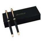 Auteur APEN-1 Black Metal Black Ink Fountain Ink Pen & Roller Ball Pen (Pack Of 2)