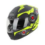 Steelbird SBH-40 Cyber ISI Certified Full Face Graphic Helmet for Men and Women with Inner Sun Shield (X-Large 620 MM, Matt Black Neon)