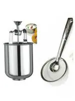SHOPARAM Creation Stainless Steel Medu Vada Maker with Stand and Filter Spoon Strainer,Tool Filter Spoon Strainer - Pack of 2 Combo