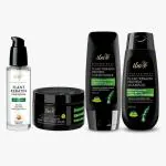 Iba Professional Plant Keratin Protein Combo | Shampoo 230ml, Conditioner 125ml, Mask 200ml, Serum 45ml | For Dry Frizzy Damaged Hair, Transparent and Long Lasting | No Sulfates No Parabens
